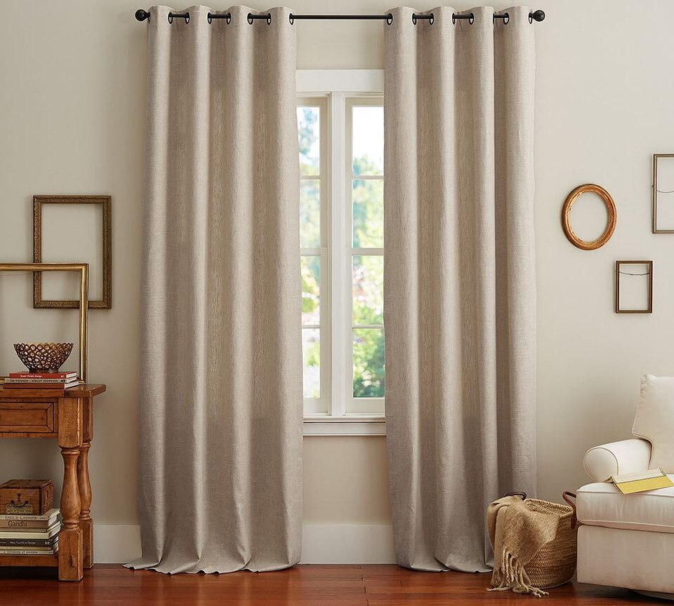 Emery Linen/Cotton Grommet Blackout Curtain - Oatmeal | Pottery Barn